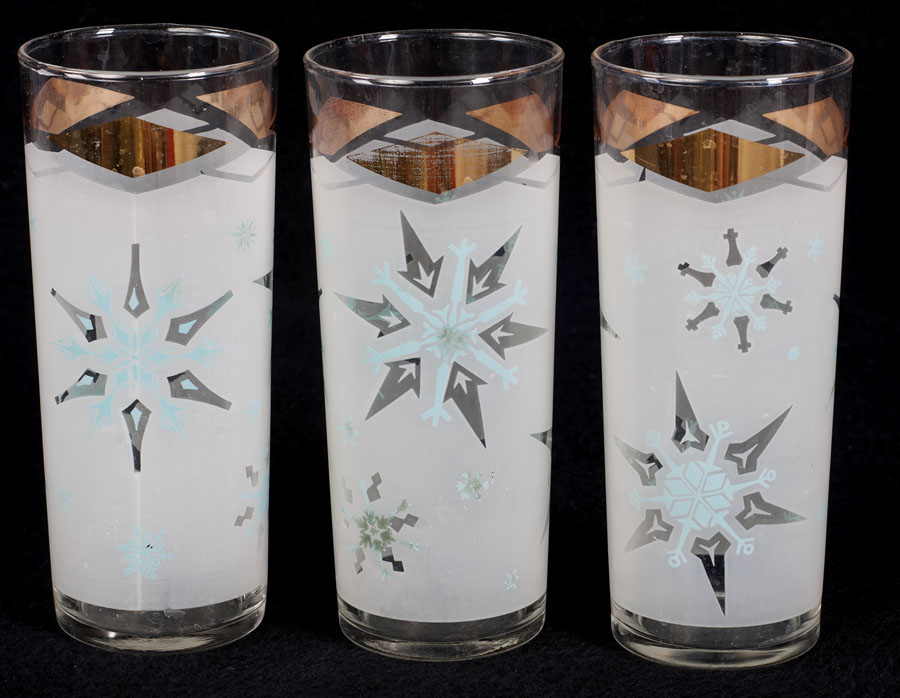 Le Chat Noir Boutique: Libby Tom Collins Retro Mid Century Snowflake  Frosted Tall Glasses Set of 3, Misc. Dinnerware, TomCollinsSnowflakeGlasses