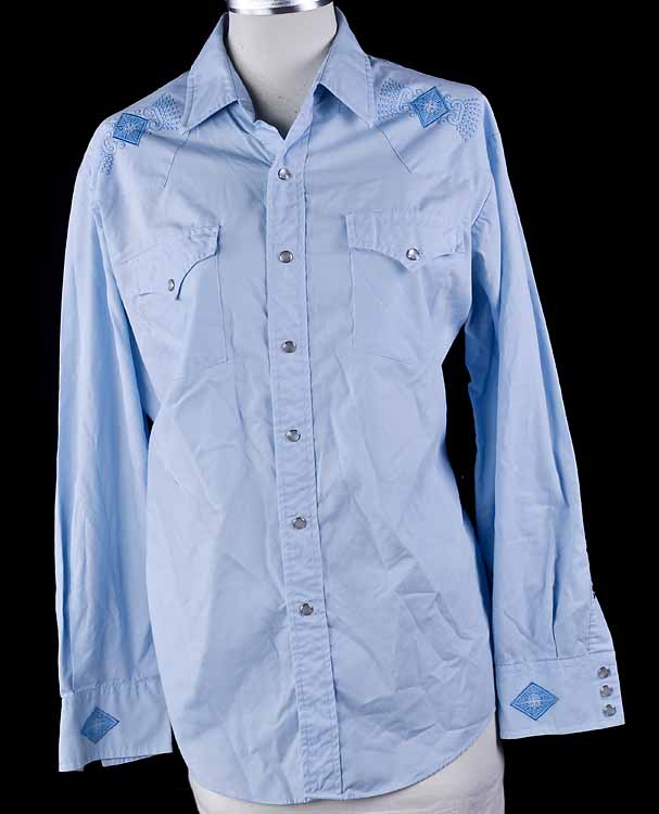 Ely Cattleman Blue Diamond Pearl Snap Western Shirt L  