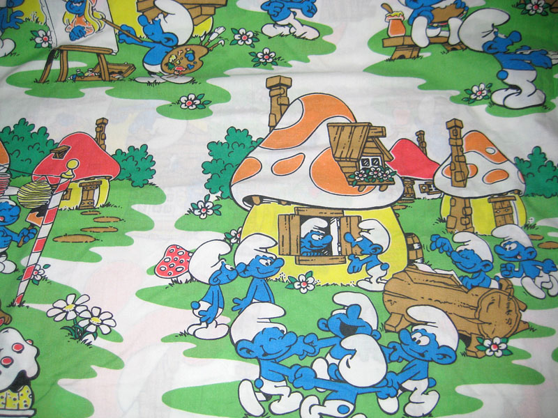 Le Chat Noir Boutique: Smurfs Bedding Fabric Twin Size Flat Sheet ...