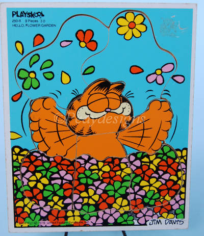 Playskool Garfield FLOWER GARDEN Wooden 9pc Puzzle  